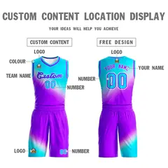 Sky Blue Purple Gradient Fashion Sports Basketball Jersey 3