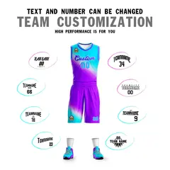 Sky Blue Purple Gradient Fashion Sports Basketball Jersey 4