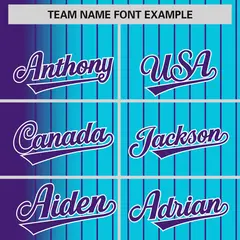 Sky Blue Purple Gradient Pinstripe Varsity Full-Snap Baseball Jacket 3