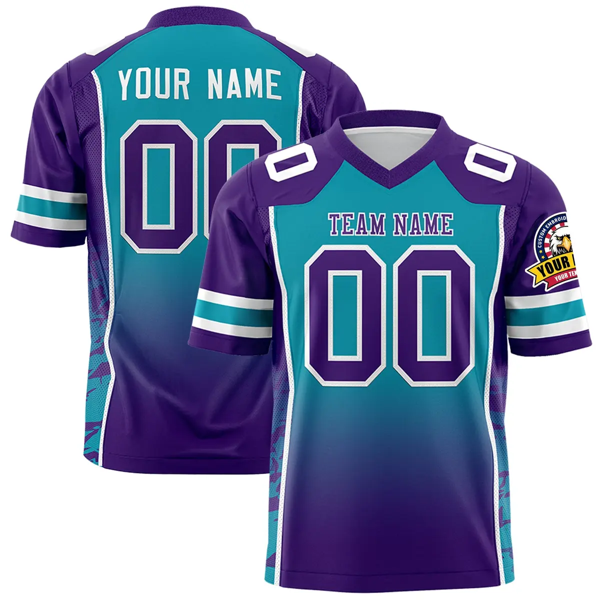 Sky Blue Purple Gradient Side Pattern Football Jersey