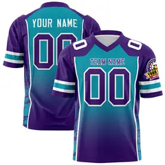 Sky Blue Purple Gradient Side Pattern Football Jersey 1