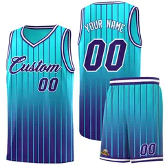 Sky Blue Purple Gradient Stripe Fashion Basketball Jersey