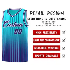 Sky Blue Purple Gradient Stripe Fashion Basketball Jersey 2