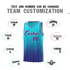 Sky Blue Purple Gradient Stripe Fashion Basketball Jersey 4