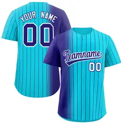 Sky Blue Purple Pinstripe Gradient Baseball Jersey 1