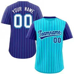 Sky Blue Purple Pinstripe Raglan Sleeves Baseball Jersey 1