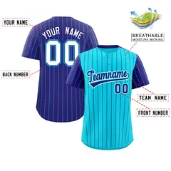 Sky Blue Purple Pinstripe Raglan Sleeves Baseball Jersey 2