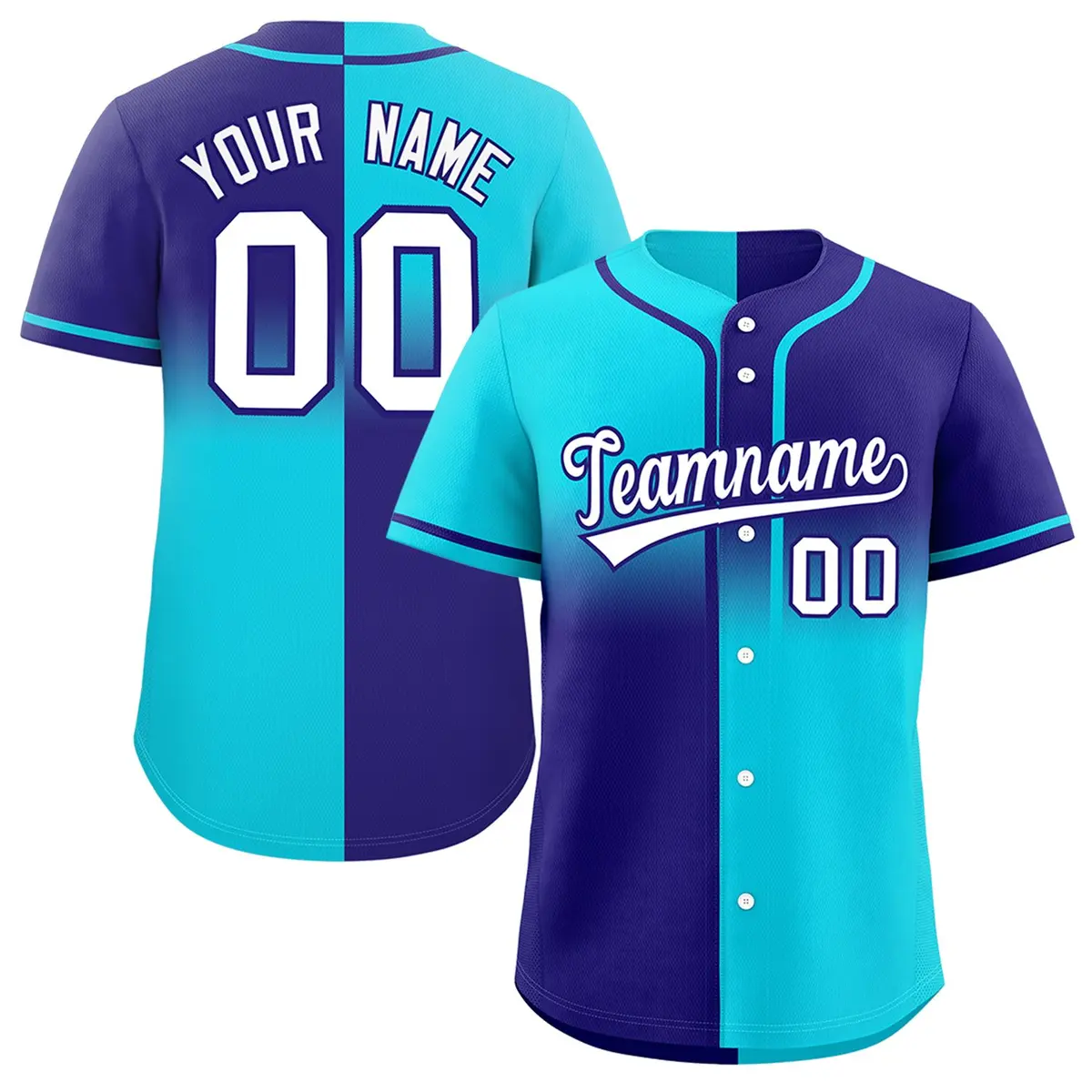Sky Blue Purple Symmetrical Gradient Baseball Jersey