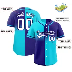 Sky Blue Purple Symmetrical Gradient Baseball Jersey 2