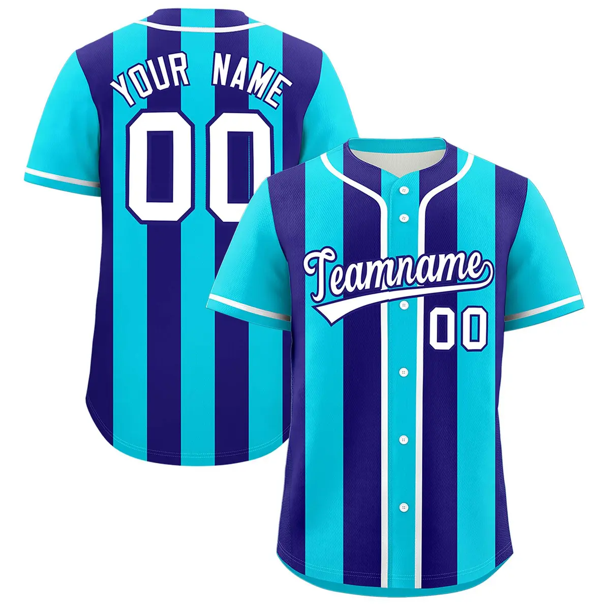 Sky Blue Purple Thick Stripe Authentic Baseball Jersey
