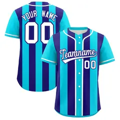 Sky Blue Purple Thick Stripe Authentic Baseball Jersey