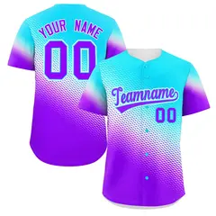 Sky Blue Purple Tiny Spot Gradient Authentic Baseball Jersey