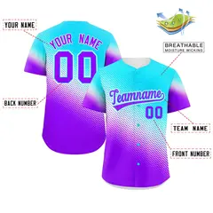 Sky Blue Purple Tiny Spot Gradient Authentic Baseball Jersey 2