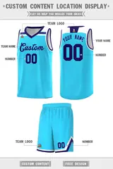 Sky Blue Purple-White Classic Basketball Jersey 2
