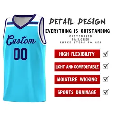Sky Blue Purple-White Classic Basketball Jersey 4