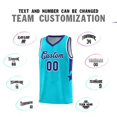 Sky Blue Purple White Gradient Star Graffiti Basketball Jersey 4