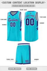 Sky Blue Purple White Gradient Star Graffiti Basketball Jersey 5