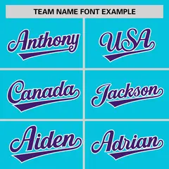 Sky Blue Purple-White Horizontal Stripe Pullover Baseball Jersey 3