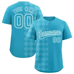 Sky Blue Rhombus Design Authentic Baseball Jersey