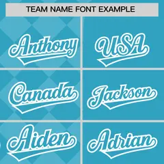 Sky Blue Rhombus Design Authentic Baseball Jersey 3