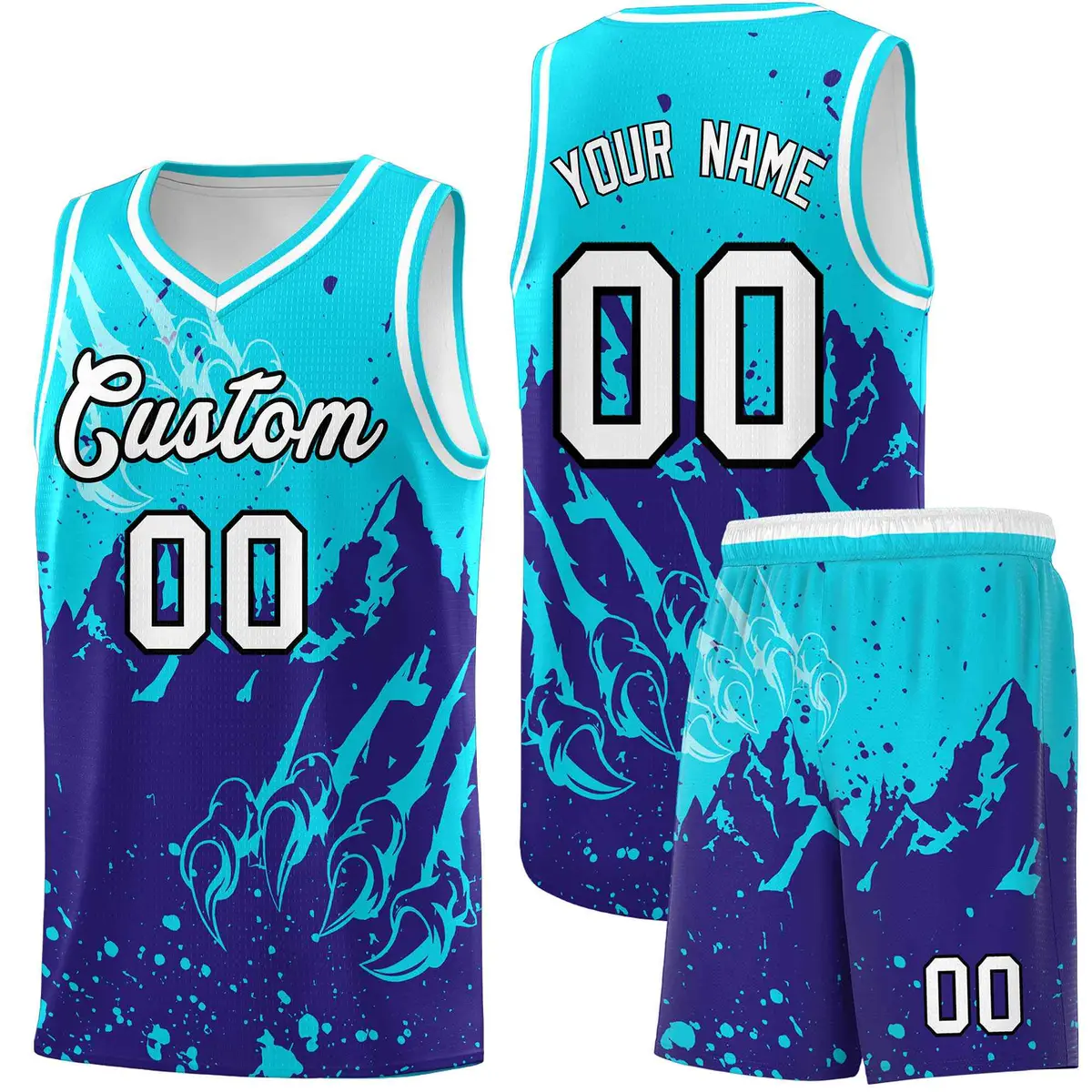 Sky Blue Royal Beast Pattern Sports Basketball Jersey