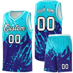 Sky Blue Royal Beast Pattern Sports Basketball Jersey 1
