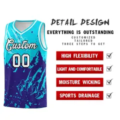 Sky Blue Royal Beast Pattern Sports Basketball Jersey 2