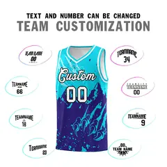 Sky Blue Royal Beast Pattern Sports Basketball Jersey 4