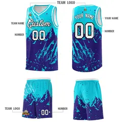 Sky Blue Royal Beast Pattern Sports Basketball Jersey 5