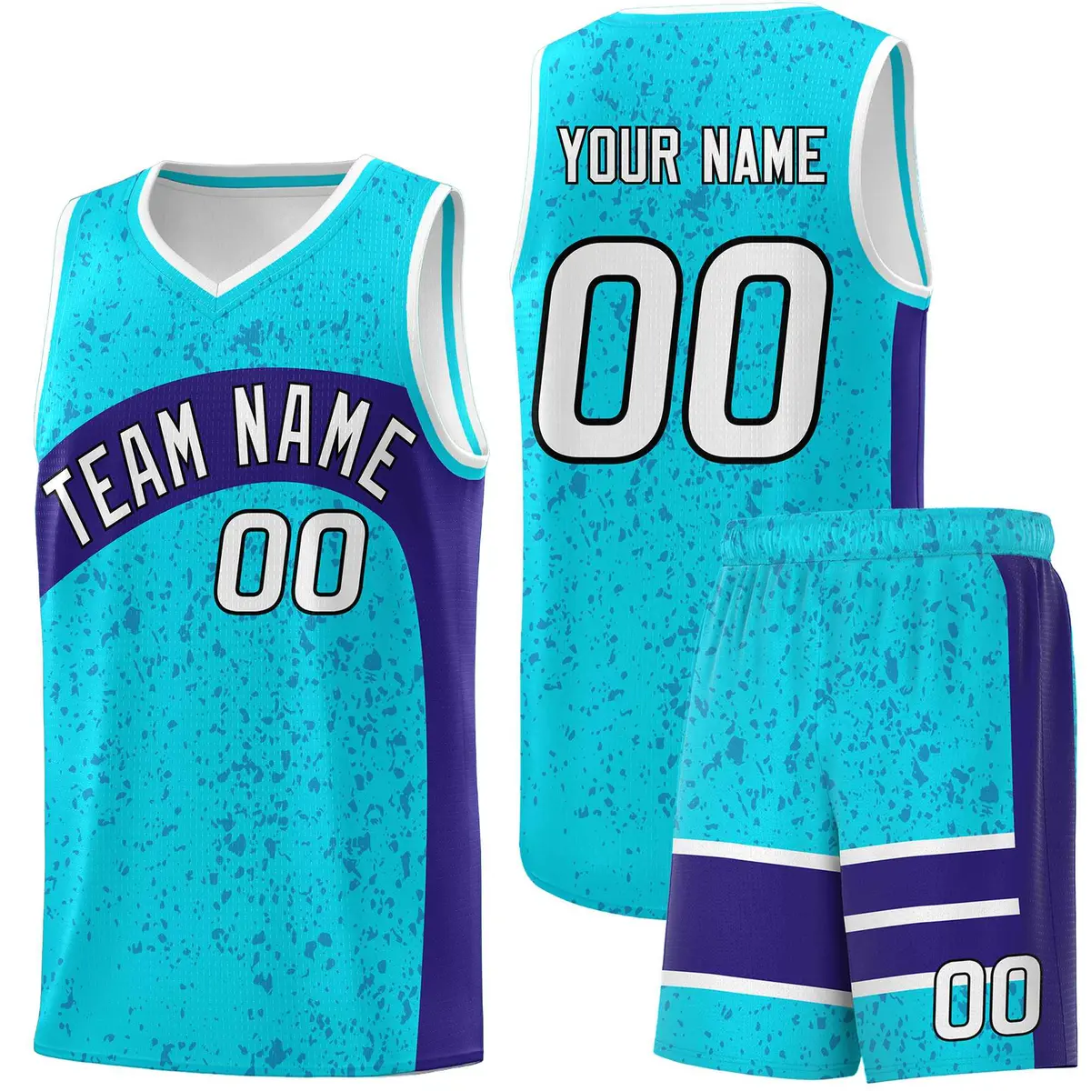 Sky Blue Royal Dot Graffiti Irregular Pattern Basketball Jersey