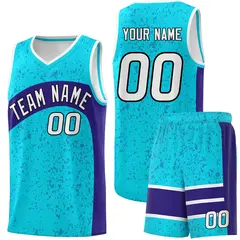 Sky Blue Royal Dot Graffiti Irregular Pattern Basketball Jersey 1