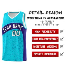 Sky Blue Royal Dot Graffiti Irregular Pattern Basketball Jersey 2