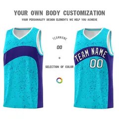 Sky Blue Royal Dot Graffiti Irregular Pattern Basketball Jersey 3