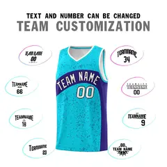 Sky Blue Royal Dot Graffiti Irregular Pattern Basketball Jersey 4