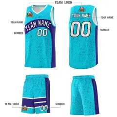 Sky Blue Royal Dot Graffiti Irregular Pattern Basketball Jersey 5