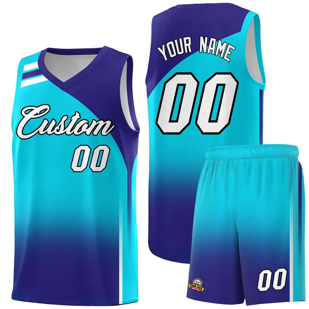 Sky Blue Royal Gradient Basketball Jersey