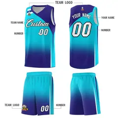 Sky Blue Royal Gradient Basketball Jersey 5