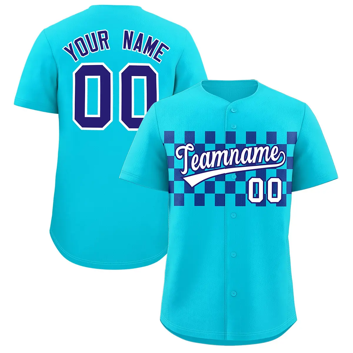 Sky Blue Royal Plaid Fashion Authentic Baseball Jersey
