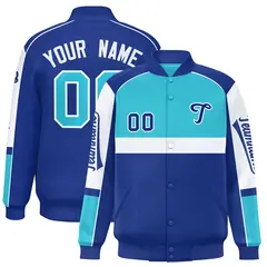 Sky Blue Royal Raglan Sleeves Varsity Letterman Jacket 1