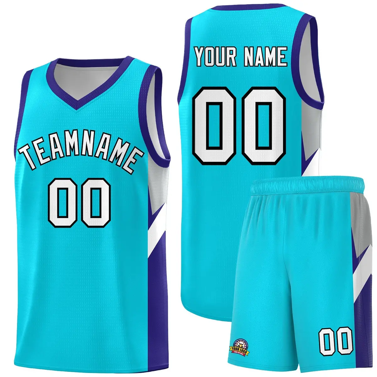 Sky Blue Royal Side Design Basketball Sports Uniform Jersey