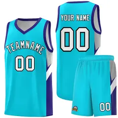Sky Blue Royal Side Design Basketball Sports Uniform Jersey 1