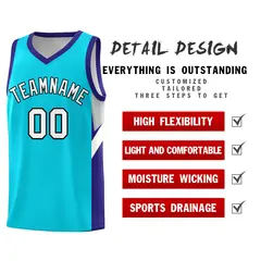 Sky Blue Royal Side Design Basketball Sports Uniform Jersey 2