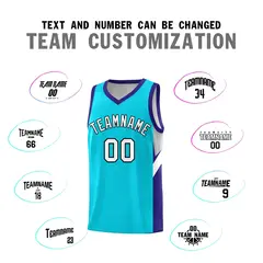 Sky Blue Royal Side Design Basketball Sports Uniform Jersey 4