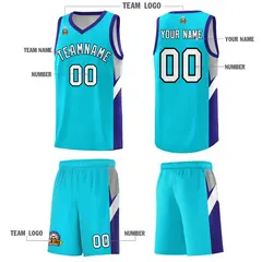 Sky Blue Royal Side Design Basketball Sports Uniform Jersey 5