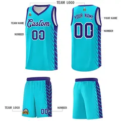 Sky Blue Royal Side Symmetrical Line Pattern Basketball Jersey 5