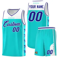 Sky Blue Royal Star Pattern Team Basketball Jersey 1