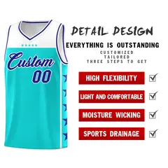 Sky Blue Royal Star Pattern Team Basketball Jersey 2