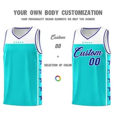Sky Blue Royal Star Pattern Team Basketball Jersey 3