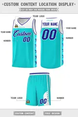 Sky Blue Royal Star Pattern Team Basketball Jersey 5