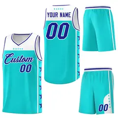 Sky Blue Royal Star Pattern Team Basketball Jersey 6